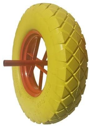 EURO VANADIUM - Roue de brouette, 38 x 8 cm - Roue Increvable, avec Axe 24 x 2 cm - Pleine en Caoutchouc - Tout Terrain, Solide et Durable