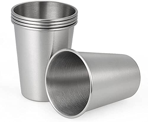 Gteller Set de 5 piezas, tazas de pinta de acero inoxidable dorado para acampar al aire libre, vaso de bebida portátil de pared única (400ml)
