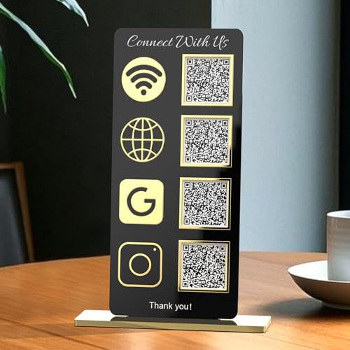 Pahdecor 3D-QR-Code-Schilder für personalisiertes Unternehmen, individuelles Acryl-Schild für soziale Medien, Scannen zur Zahlung, Instagram Venmo Cashapp Zelle Logo, Plakettenständer