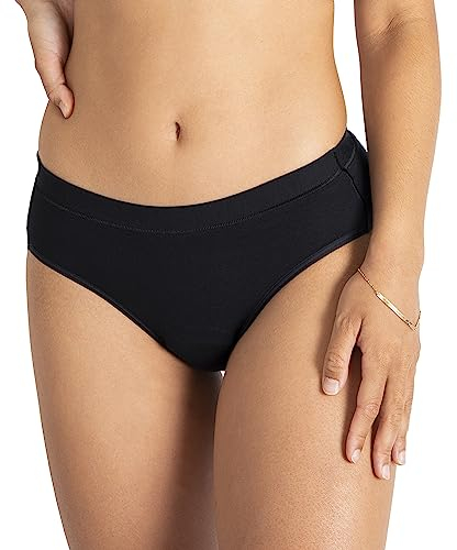 Saalt Comfort Brief Periodenunterwäsche - Mittelhoch Leckschutz-Unterwäsche mit Voller Bedeckung - Aus Weichem TENCEL Modal - Wiederverwendbar & Waschbar - Ersetzt 3 Binden oder 4 Tampons - L, Schwarz