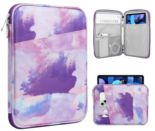 TiMOVO 9-11 Custodia per Tablet, Compatibile con iPad 11 A16 2025, iPad 10,9/10,2| Air 11, Galaxy Tab A9+ / A11 Plus 11, Borsa Protettiva con Tasche, Viola di Acquerello