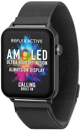 Reflex Active Amoled Series 30 4,5 cm Always-On Smartwatch, schwarzes Mesh-Edelstahlarmband