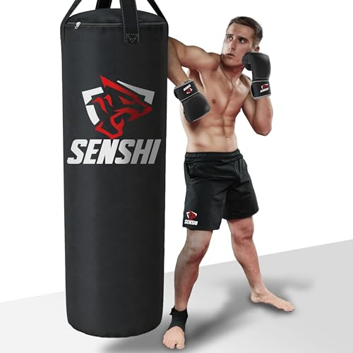 Senshi Japan 6ft, 5ft, 4ft, 3ft Punch Ba, Heavy Filled Hanging Boxing Bag For MMA, Kick Boxing, Muay Thai, Karate & Mixed Martial Arts (4 Ft Punch Bag)