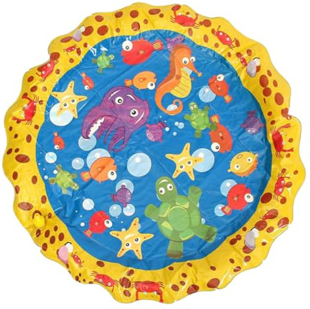 Vaguelly Colorful Inflatable PVC Water Mat with Sprinkler for Outdoor Garden Pool Thickened Play Mat Cushion for Summer Fun and Water Spraying Entertainment