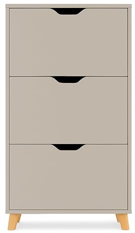FRANKYSTAR Plana - Scarpiera Salvaspazio 3 Ante 55x116x25 cm per 18 Paia di Scarpe in Legno Tortora