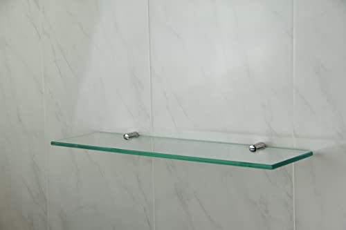 Étagère en verre trempé avec supports finition chrome 400 mm x 100 mm 6 mm