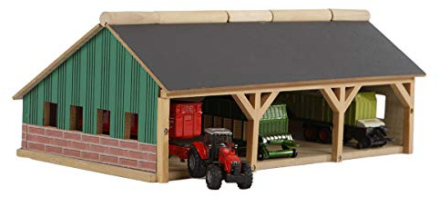 Kids Globe Large Wooden Farm Shed for Tractors (Scale 1:87)