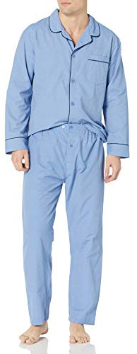 Hanes Men's Long Sleeve Leg Pajama Gift Set, Blue, X-Large, Medium Blue Solid, X-Large