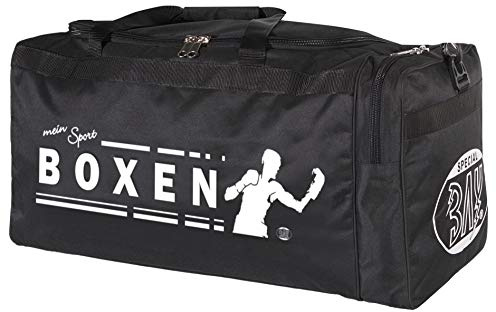 BAY XL Sporttasche Mein Sport Boxen Boxing Tasche Trainingstasche Boxtasche Boxingtasche Box Bag schwarz 70 x 32 x 30 cm Kampfsport Box-Tasche mit Aufdruck Druck Motiv Bild Boxsport Club