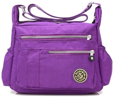 NICOLE&DORIS Moda Donne Messenger Bag Borsa a Tracolla Crossbody Impermeabile Nylon Viola Chiaro