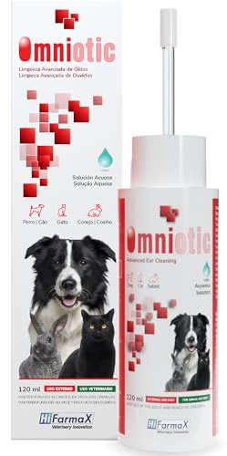 Omniotic Hifarmax - Limpiador de Oídos para Perros, Gatos y Conejos | Limpiador Orejas Perros y Gatos | Gotas Oidos | Limpia Orejas | Higiene Perro y Gato | 120 ml