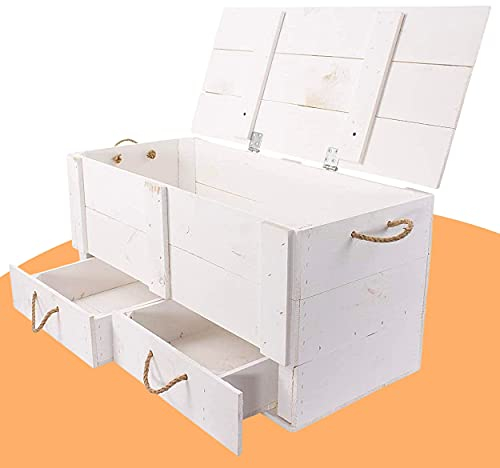 Vintage Möbel 24 GmbH Traumhaft rustikale Holztruhe (85 x 39 x 40 cm, weiß) Truhe Obstkisten Style Weinkisten Schublade