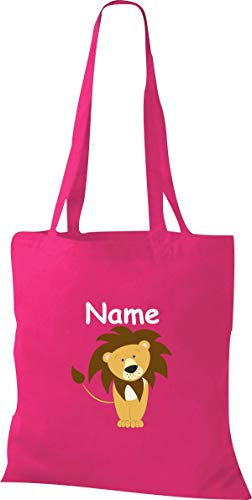 Shirtinstyle Stoffbeutel Tasche, Tiermotiv Löwe mit Wunschnamen, Natur Zoo Tiere Animal, Geschenk, Baumwolltasche, Logo, Spruch, Verwandschaft, Motiv, Farbe Weinrot