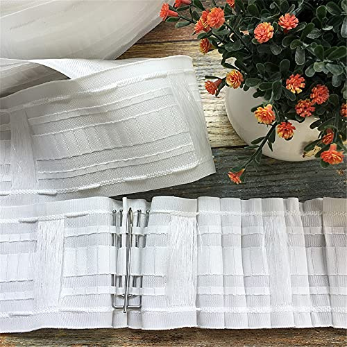 LCXX 3.35 Inch Wide Multifunction Curtain Tapes for Home Sewing Curtain Heading Deep Pinch Pleat Tape for Curtain DIY Rod Pocket Curtain Tapes for Curtain Hanging Hook Pleat Curtains Tape 10 Meter