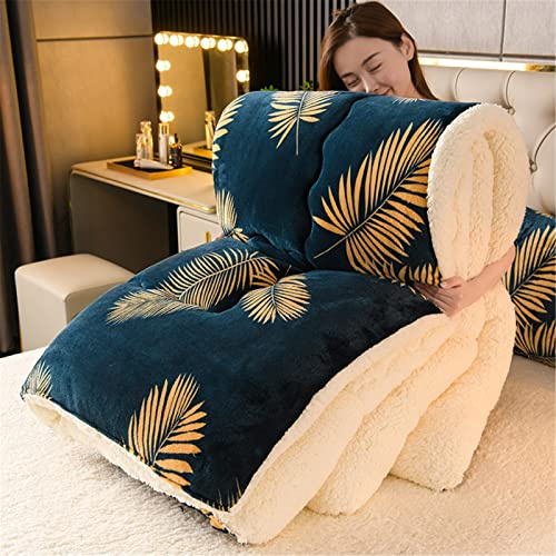 DEZYPZAM Couette en Velours de Laine d'agneau en Coton, Épaisse et Chaude Cachemire Édredon, Anti-poussière et Anti-Allergique Au Printemps Hiver et Automne (Marine,200 * 230cm (4kg)