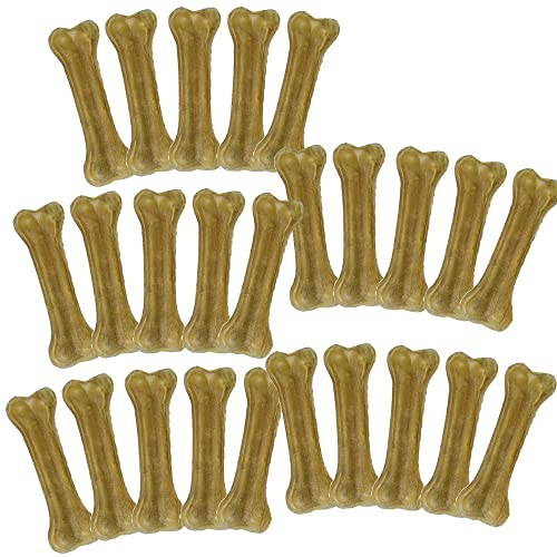 Schecker Hundeknochen - Kauknochen aus Rinderhaut - 25 Stück á 10cm - 1. Wahl - schwere Qualität - sauber gepresst