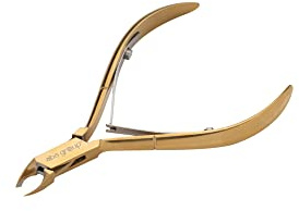 Aba Group Pinzas para cutículas doradas con dos muelles de 3 mm (1121), cortacutículas de acero inoxidable con corte afilado y suave para eliminar el exceso