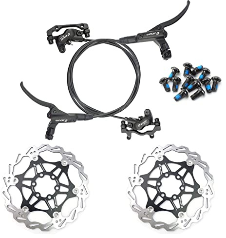 DEYING Zoom 4-Piston MTB Hydraulic Disc Brake Set/w 160mm Floating Disc Rotors Outer Routing (Black1)