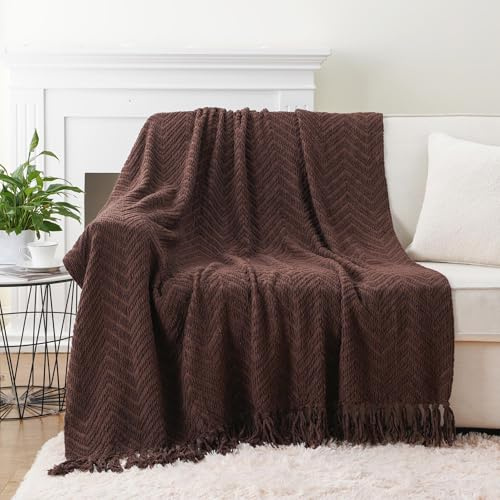 Battilo Dark Brown Throw Blanket for Sofa, 125x150cm