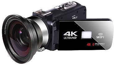 DELURA Videocamera WIFI 48MP Videocamere Vlog Digitali 4K For Riprese Notturne Registratore Portatile For Esterni A Infrarossi Live Streaming Web Cam Telecamera HD (Color : Standard, Size : 2)