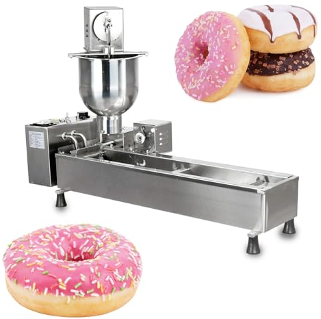 DISHENGZHEN Macchina per Fare Ciambelle Automatica Commerciale,Macchina per Ciambelle Automatica a Fila Singola, friggitrice per Ciambelle, Macchina per Ciambelle con tramoggia da 7 Litri con stampi