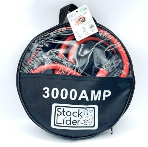 Stock Leader - Cavi di avviamento per batteria da auto 2-3 m, pinze per batteria per auto ricarica di emergenza, presa forte, pinze per cohce, con borsa di trasporto (batteria 3000 Amp)
