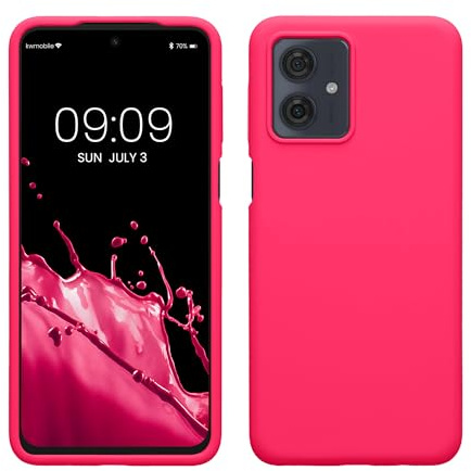 kwmobile Carcasa Compatible con Motorola Moto G54 5G Funda - Case TPU y Silicona antigolpes - Apto Carga inalámbrica - Rosa neón