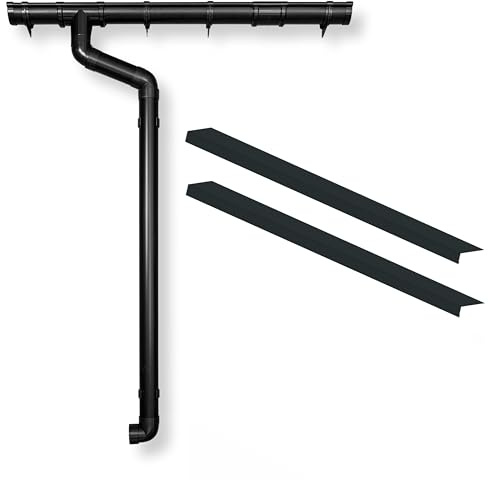 Dachrinne Regenrinne Komplettset für Flachdach/Pultdach (1-Seite) bis 300cm inkl. 2x Rinneneinhangbleche aus Aluminium (Anthrazit)