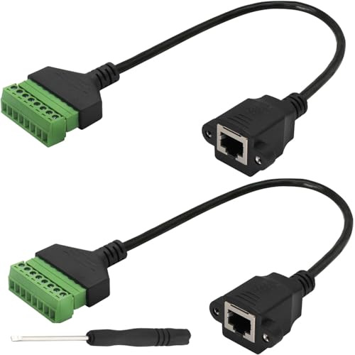 RUNCCI-YUN RJ45 hona skruvterminal, sömlös anslutning, Ethernet 8P8C hane till 8-stifts förlängare adapter för AV CCTV DVR Cat6 Cat5 inline-kopplare (30 cm 2 st)