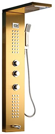 Modern Rain Shower Panel with Jets and Thermostatic Mixer Faucet Tower Hand Shower and Tub Spout
