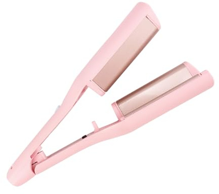 SUNZWO French Wave Curling Iron – Hair Waver Crimper - Hair Curler,Deep Waver Curling Iron, Anti-Scald, Quick & Easy Suitable for Long/Short Hair,Gifts for Women & Teens, Travel-Friendly（Pink 32mm）