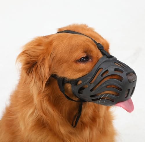 ETONSUNNY Museliere pour Chien, Muselière en Silicone Souple Contre Les Morsures, Les Aboiements et Les Mâchonnements, Design Respirant, Adaptée au Dressage des Grands Chiens Agressifs (Noir, XXL)