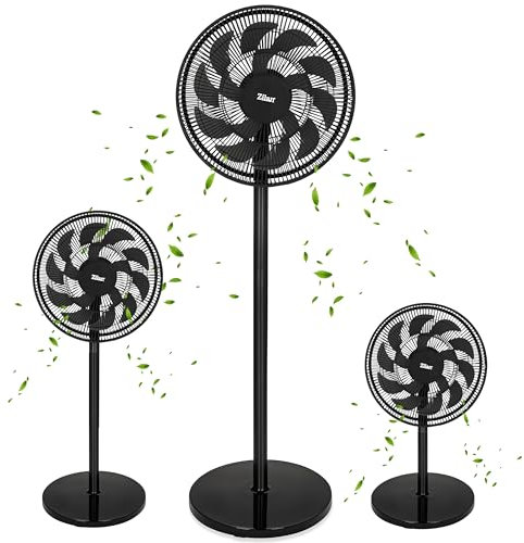Zilan Standventilator sehr leise kraftvoller Ventilator mit 15 Flügel für maximale Effizienz - energiesparend hoher Luftdurchsatz 90° Oszillationsfunktion höhenverstellbar Bodenventilator Luftkühler