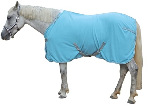 Gallopoff Horse Fleece Cooler, Blanket Liner - 300g Anti-Pilling Fleece, Moisture-Wicking, Cooling & Drying for Post-Workout, Bath & Travel, Prevent Overheating & Chilling Lightblue 66