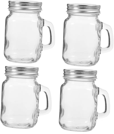 UKCOCO Tarros De Cristal Herméticos Para Mermelada 120ml Vidrio Transparente Con Asa Prácticos Para Exteriores 4 Unidades Portátiles Para Viajes y Camping