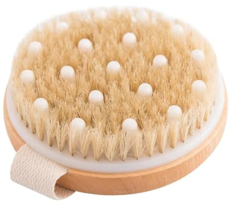 Essential Aura Dry Body Brush – Eco-Friendly Natural Bristles for Gentle Exfoliation, Skin Renewal, Improved Circulation & Lymphatic Support – Perfect Detox & Spa Self-Care Accessory (Tan)