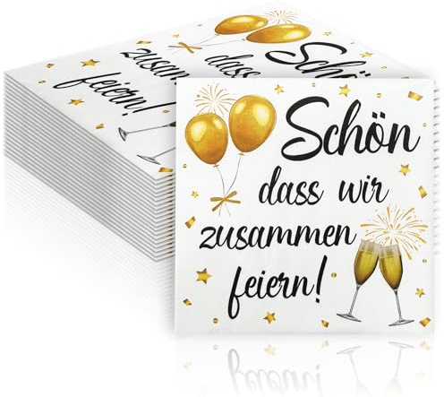 40 Stück Servietten Geburtstag,33x33cm Servietten Spruch 'Schön,dass wir zusammen feiern!',Papier Servietten Geburtstag,Geburtstagsparty Deko,Deko Partyzubehö für Birthday Partys Birthday,Partys