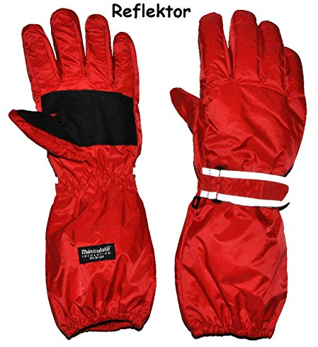 alles-meine.de GmbH Thermohandschuhe/Fingerhandschuhe - mit langem Schaft - ROT - Größe: Erwachsene Gr. 6 - Reflektor ! wasserdicht + atmungsaktiv Thinsulate - Thermo Gef..
