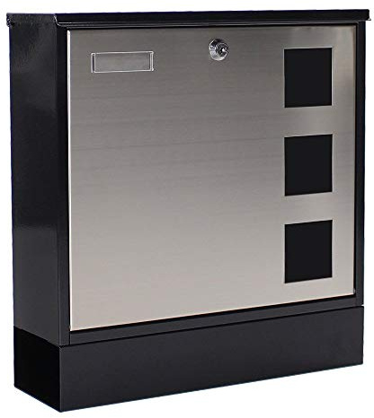 Profirst Mail PM 230 Briefkasten Schwarz/Silber Edelstahl mit Zeitungsbox & Sichtfenster