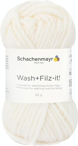 Schachenmayr Wash+Filz-it! 9812942-00002 weiß Handstrickgarn, Filzgarn, Schurwolle