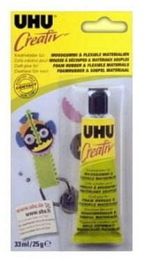 UHU Creativ Tube Kleber für Schaumstoff Schneidebrett/natürlichen Materialien 33 ml, 6 Stück