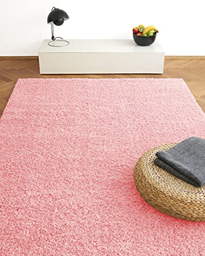 floor factory Hochflor Shaggy Teppich Colors rosa/pink 160x230cm - pflegeleichter und günstiger Langflorteppich