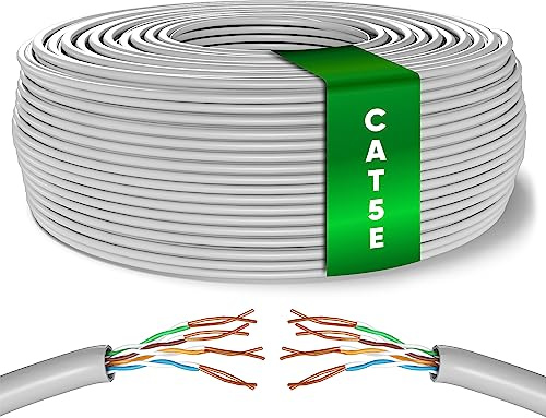 Mr. Tronic Granel Cable Ethernet Cat 5E De 100m, Bulk Cable de Red LAN Para Internet Rápida & Fiable - AWG24 Cat5E Granel, 1 Gbps Internet 100 MHz UTP CCA (100 Metros, Gris)