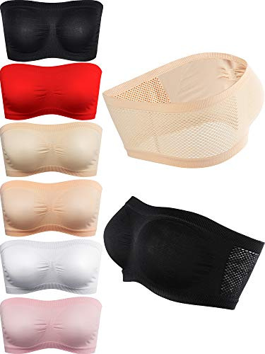 Sujetador Sin Tirantes Sin Costuras de 6 Piezas Sujetador Sin Tirantes Sin Mangas Transpirable Sujetador Interior Sin Relleno Elástico para Mujer