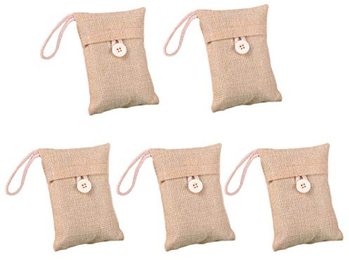 Carbón De Bambú Purificadores De Aire, Bolsas De Carbón Activado Absorbedor De Olores Refrescantes del Absorbedor De Humedad para El Hogar, Coches, Etc (Paquete De 5, 100 G Cada Una)