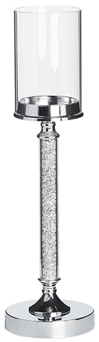 Kerzenständer Metall Silber mit Glaszylinder Tischdekoration 48 cm Abbeville
