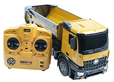 efaso Huina 1573 RC LKW Kipplaster, 10 Kanal Kipplader Muldenkipper, Truck, 2,4GHz, Baustellenfahrzeug, detailgetreue Nachbildung, Allradantrieb