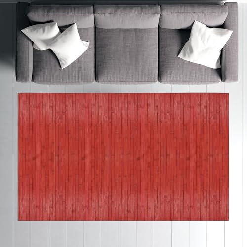 Comart, Alfombra de bambú con Base Antideslizante, para salón, baño, Dormitorio, Color Burdeos, 80 x 150 cm
