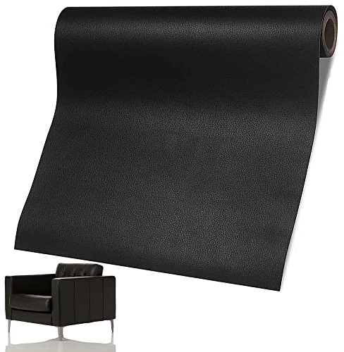 Leder Reparatur Set Patch Kit, 60 x 137cm Selbstklebend, Patch, Kunstleder Selbstklebende für Sofas, Autositze, Bürostuhl, Kopfteil (Schwarz), M