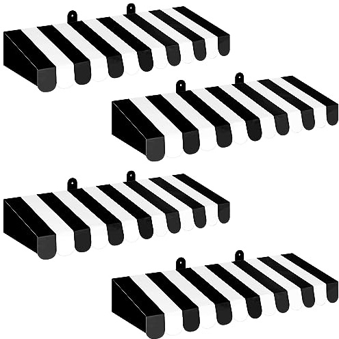 Boao 4 Pack Black and White Circu Awning Decoration 3D Stripe Cardboard Awning Carnival Wall Decor Circus Party Favors for Black & White Birthday Party Decorations Bulletin Board Decor